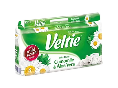 Tualetinis popierius VELTIE CAMOMILE ALOE, 8VNT., 3SL., 150 LAP.