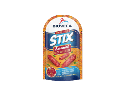Vyt. dešrelės BIOVELA SALAMINI STIX su sūriu, šonine, 80 g
