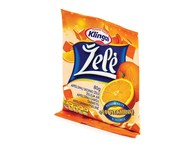 Apelsinų skonio želė KLINGAI, 80 g