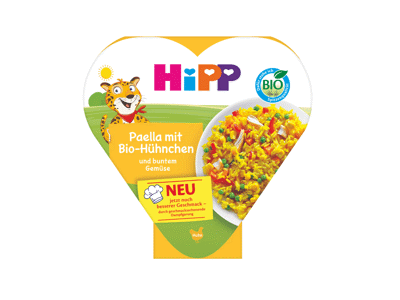 Eko. paelija HIPP su daržovėmis, vištiena (nuo 12 mėn.), 250 g