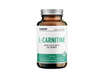 L-carnitine ICONFIT, su CLA, žaliosios arbatos ekstraktu, 90 kaps.