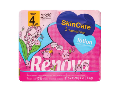 Tualetinis popierius RENOVA SKIN CARE LOTION, 4 vnt.