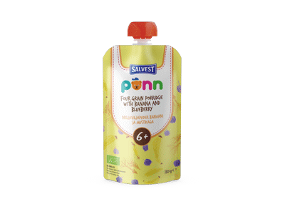 Ekol. 4 grūdų košė PONN su bananais ir mėlyn. (nuo 6 mėn.), 110 g