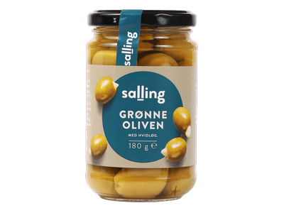 Žal. alyvuogės su česnakais SALLING, 290 g