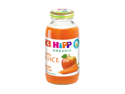 Ekologiškos obuolių ir morkų sultys HIPP (nuo 4 mėn.), 200 ml