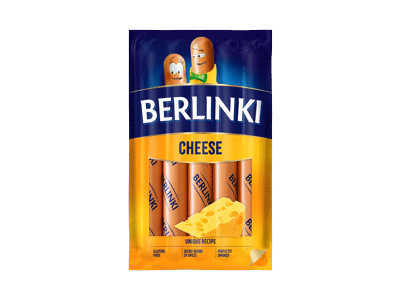 Virtos vištienos dešrelės su sūriu BERLINKI, II r., 250 g