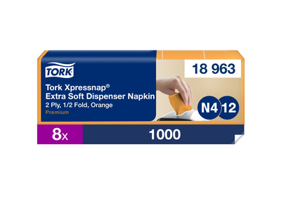 Servetėlės Tork Xpressnap® Extra Soft Orange, dozatoriui Napkin N4, 200 vnt,  18963