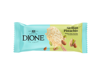 Pistacijų ledai DIONE su belgišku šokoladu, 70 g
