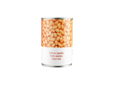 Konservuotos pupelės, baltos, 400 g/240 g
