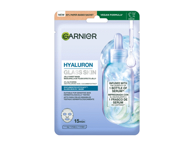 Lakštinė veido kaukė Garnier Hyaluron Glass Skin, 27 g
