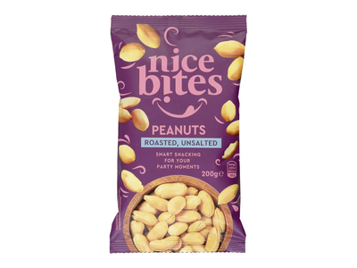 Žemės riešutai skrudinti ir nesūdyti NICE BITES 200 g