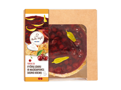 Tortas su vyšnių įdaru ir maskarponės skonio kremu, mažas, 1 kg