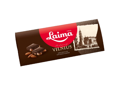 Kartusis šokoladas LAIMA VILNIUS su migdolais, 190 g