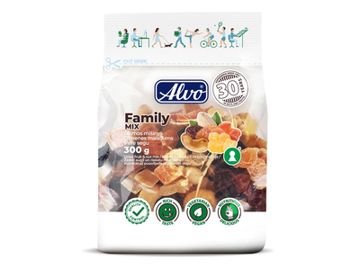 Džiovintų vaisių ir riešutų mišinys FAMILY MIX ALVO, 300 g
