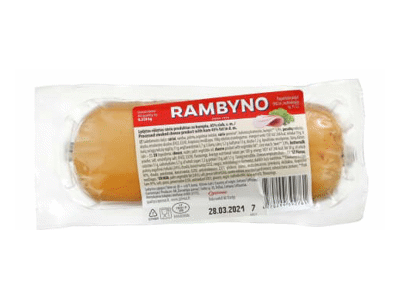 Rūkytas lydytų RAMBYNO sūrių gaminys su kumpiu, 45 % rieb., 250 g