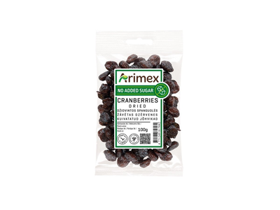 Džiovintos spanguolės ARIMEX, be pridėtinio cukraus, 100 g