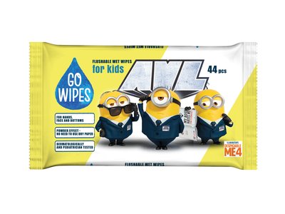 Drėgnos servetėlės Minions Gowipes 44vnt, 3 sl