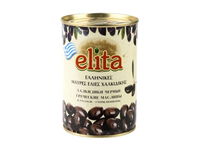 Alyvuogės ELITA juodosios, be kauliukų,  L dydis, 425 g/ 180 g