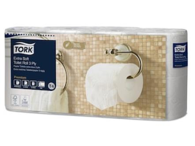 Tualetinis popierius TORK T4 Premium Extra Soft, 3 sl., 8 vnt, 19,1 m, 110319