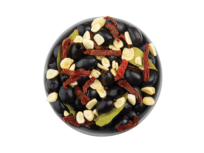 Marin.alyvuogės su saulėje dž. pomidorais ir česn.(be kaul.), 300 g
