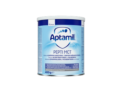 Pieno mišinys APTAMIL PEPTI MCT, tinkamas naujagimiams, 400 g