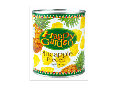 Konservuotų ananasų gabaliukai HAPPY GARDEN, 830 g
