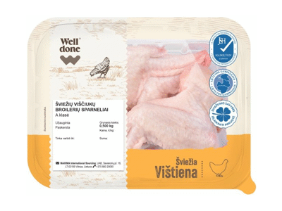 Švieži viščiukų broilerių sparneliai, WELL DONE, 1 kg