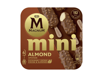 Vanil. valg. ledai MAGNUM ALMOND MINI su pien. šokolado gl., 276 g