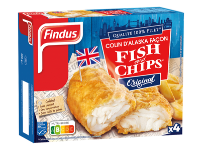 Šaldyti rudagalvių menkių kepsneliai, FINDUS, Fish & Chips, Original 400 g