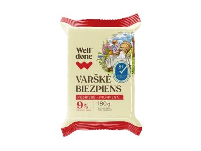Varškė WELL DONE, 9 % rieb., 180 g
