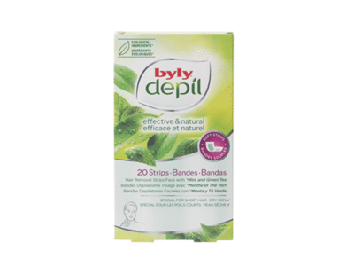 Veido depiliavimo juostelės BYLY DEPIL MINT & GREEN TEA, 20 vnt
