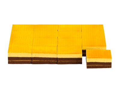 Šaldytas mangų ir šokolado pyragas, pjausytas, (16x110g), 1,8 kg