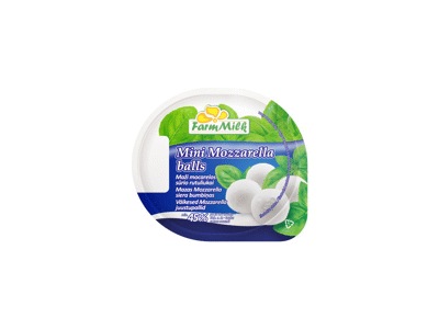 Maži mocarelos sūrio rutuliukai FARM MILK, 45 % rieb. s. m., 245 g