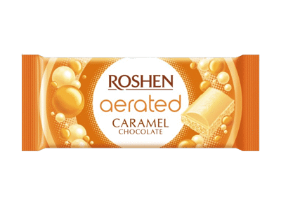 Baltasis akytasis šokoladas ROSHEN AERATED su karamele, 80 g