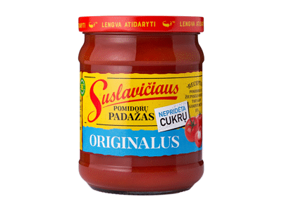 Originalus SUSLAVIČIAUS pomidorų padažas be pridėtinio, 490 g