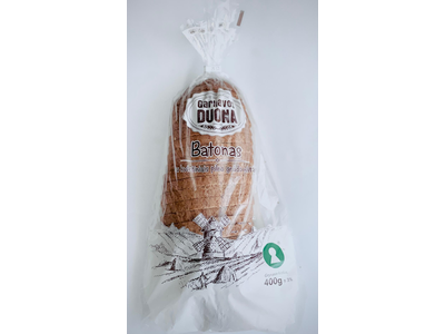 Batonas su pilno grūdo kvietiniais miltais, raikytas 400g(M)