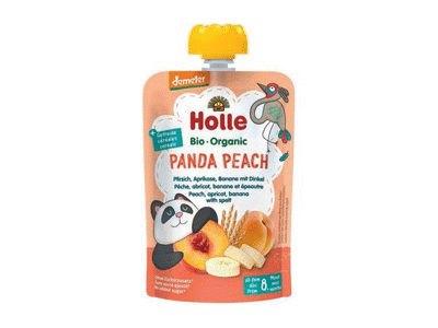 Eko persikų,abrikosų,ban.tyrelė HOLLE PANDA PEACH (8+ mėn.), 100 g