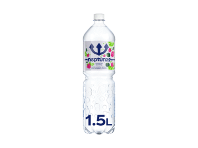 Gazuotas stalo vanduo NEPTŪNAS, žal. citr. ir aviečių skonio, 1.5 l
