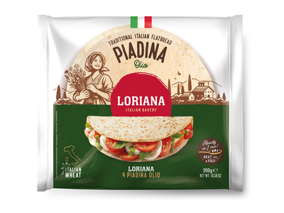 Itališka duona LORIANA, Piadina Olio, 300 g, (4x75g)