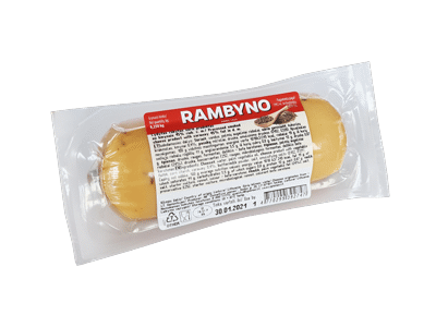 RAMBYNO rūk. lyd. sūrių gaminys su kmynais, 45 % rieb. s. m., 250 g