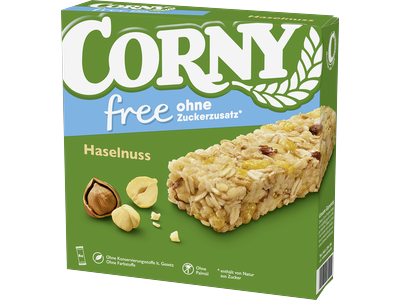 Javainių batonėliai CORNY FREE su lazdyno riešutais, 120 g
