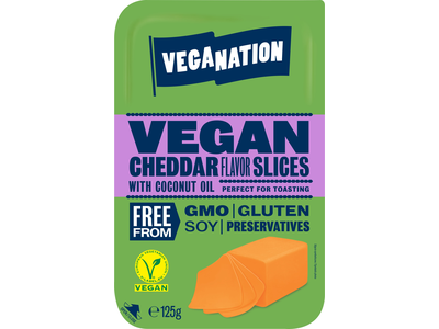 Veganiškas sūris Veganation Cheddar, riekelėmis, 125 g
