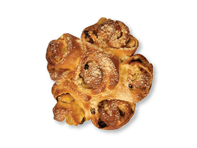 Pyragas su plikyto kremo, razinų ir cukatų įdaru, 460 g