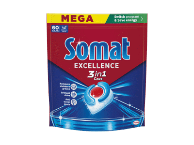 Indaplovių kapsulės "SOMAT Excellence 3in1" 60 vnt.