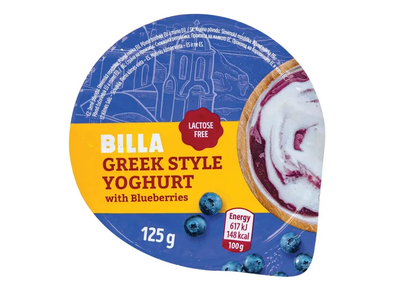 Graikiškas jogurtas mėlynių skonio BILLA, 125 g