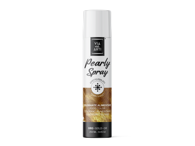 Maistiniai purškiami dažai PEARLY SPRAY auksinės perlo spalvos azo free, 250 ml