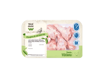 Šv. viščiukų sparnelių peteliai WELL DONE, užaug. be antib., 500 g