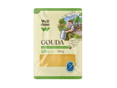 Gaudos griežinėliai WELL DONE, 48 % rieb. s. m., 150 g