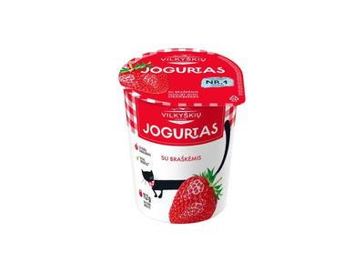 Jogurtas su braškėmis VILKYŠKIŲ, 3,6 % rieb., 350 g