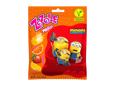 Karamelės ZOZOLE MINIONS AND MONSTERS, vaisių skonio, 75 g